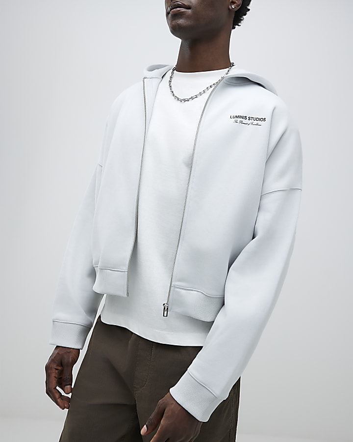 River Island Grey Oversized Fit Luminis Studios Hoodie