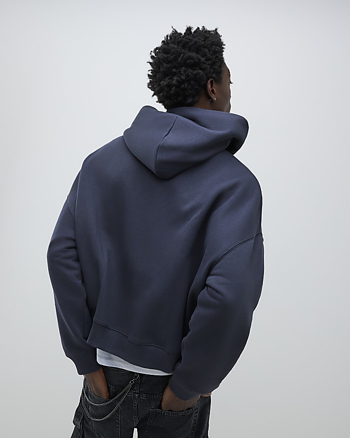 River Island Grey Oversized Fit Luminis Zip Through Hoodie