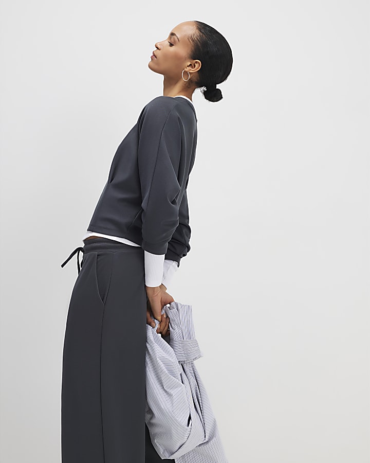 River Island Grey Premium Batwing Sleeve Sweatshirt