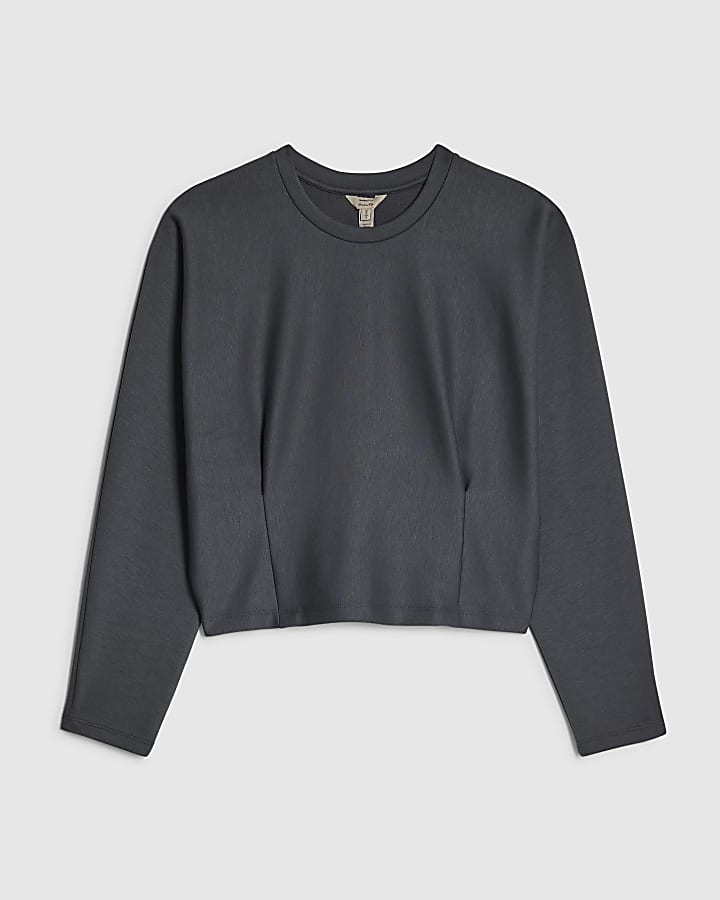 river island Grey Premium Batwing Sleeve Sweatshirt
