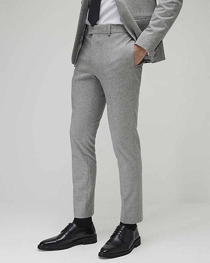 River Island Grey Puppy Tooth Check Skinny Suit Trousers