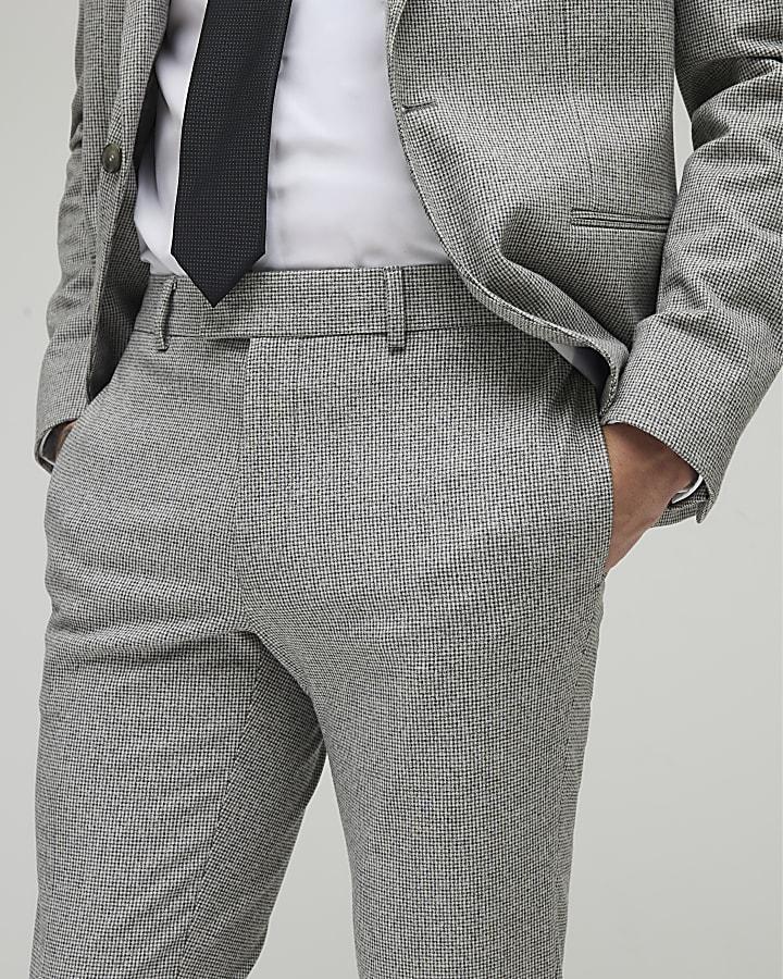 River Island Grey Puppy Tooth Check Skinny Suit Trousers