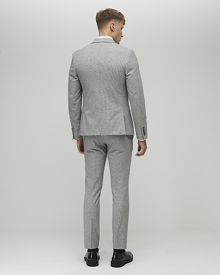 River Island Grey Puppy Tooth Check Skinny Suit Trousers