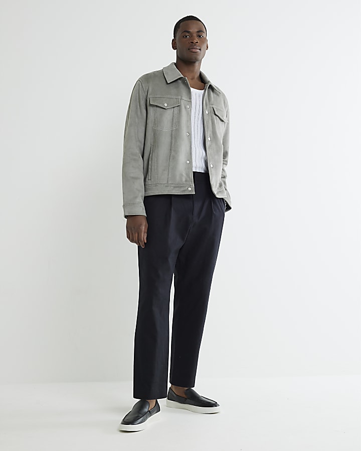 River Island Grey Regular Fit Faux Suede Western Jacket