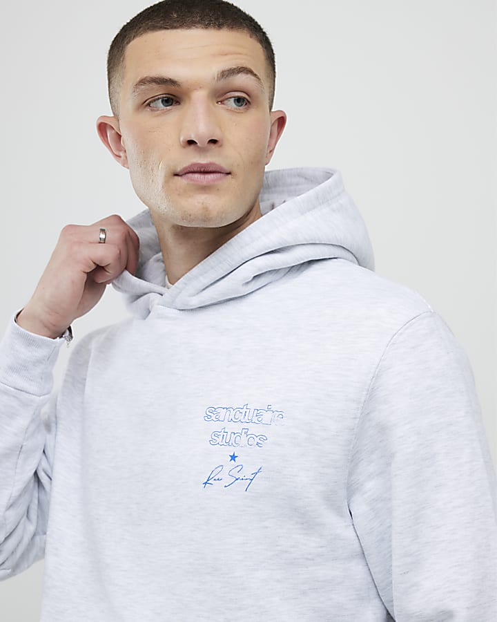 River Island Grey Regular Fit Sanctuaire Studios Hoodie