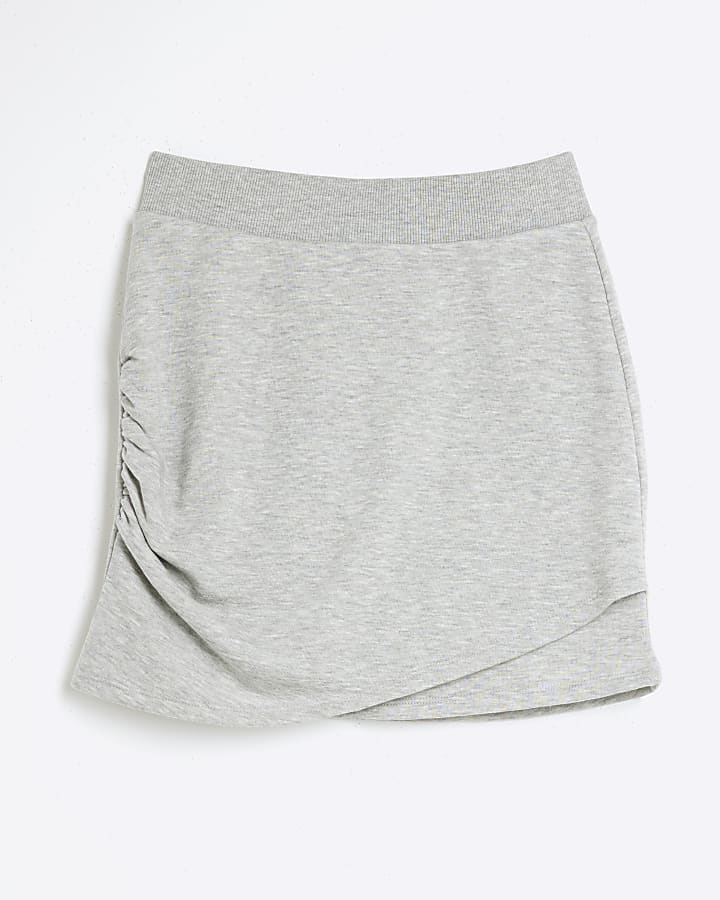 river island Grey ruched side sweatshirt mini skirt