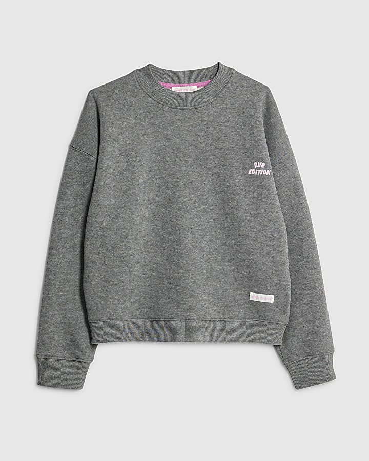 river island Grey RVR Edition Back Print Sweatshirt