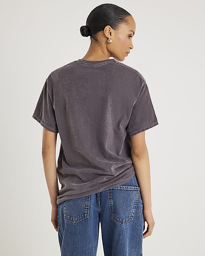 River Island Grey Short Sleeve Zebra Print 1998 T-shirt