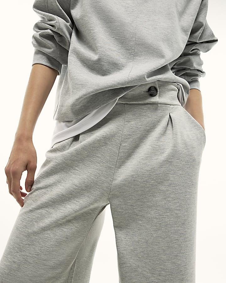 River Island Grey Tailored Jersey Wide Leg Trousers