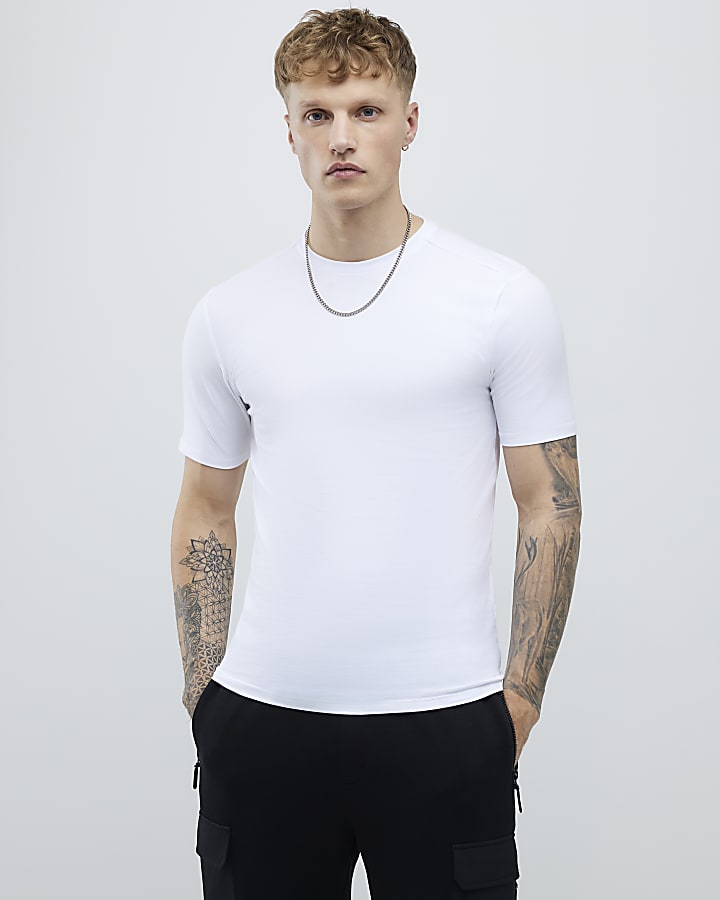 River Island Khaki Mixed Muscle Fit Pack Of 3 T-Shirts