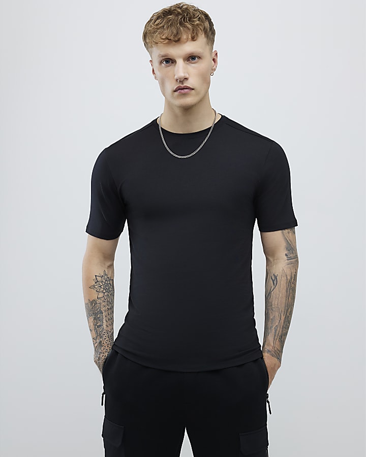 River Island Khaki Mixed Muscle Fit Pack Of 3 T-Shirts