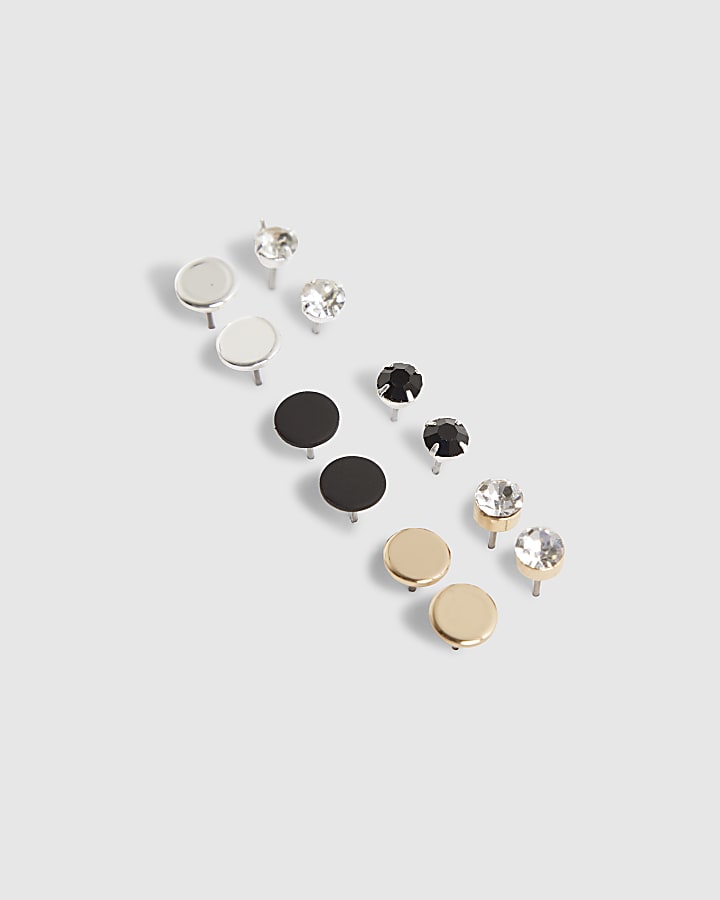 River Island Metal Multi Crystals Pack Of 6 Earrings