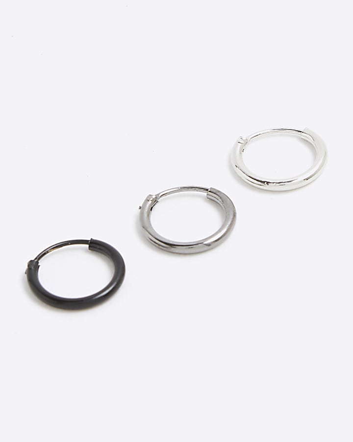 River Island Metal Pack Of 3 Multi Mixed Hoop Earrings