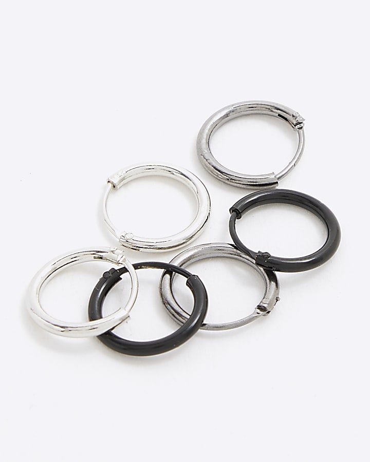 river island Metal Pack of 3 Multi Mixed Hoop Earrings