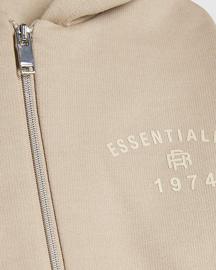 River Island Mini Boys Beige Essentialism Hoodie Set
