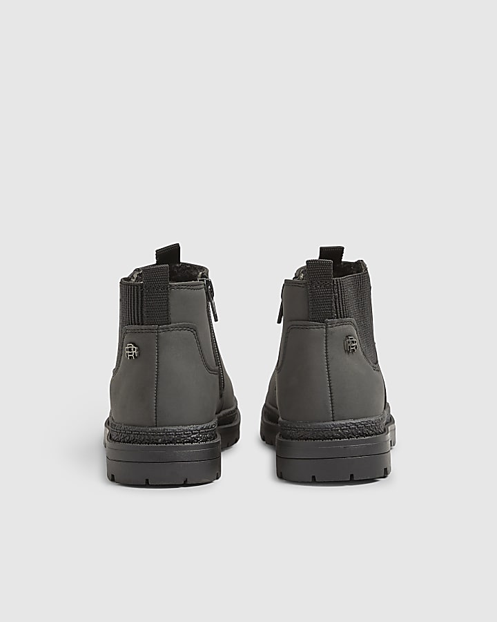 River Island Mini Boys Black Borg Lined Chelsea Boots