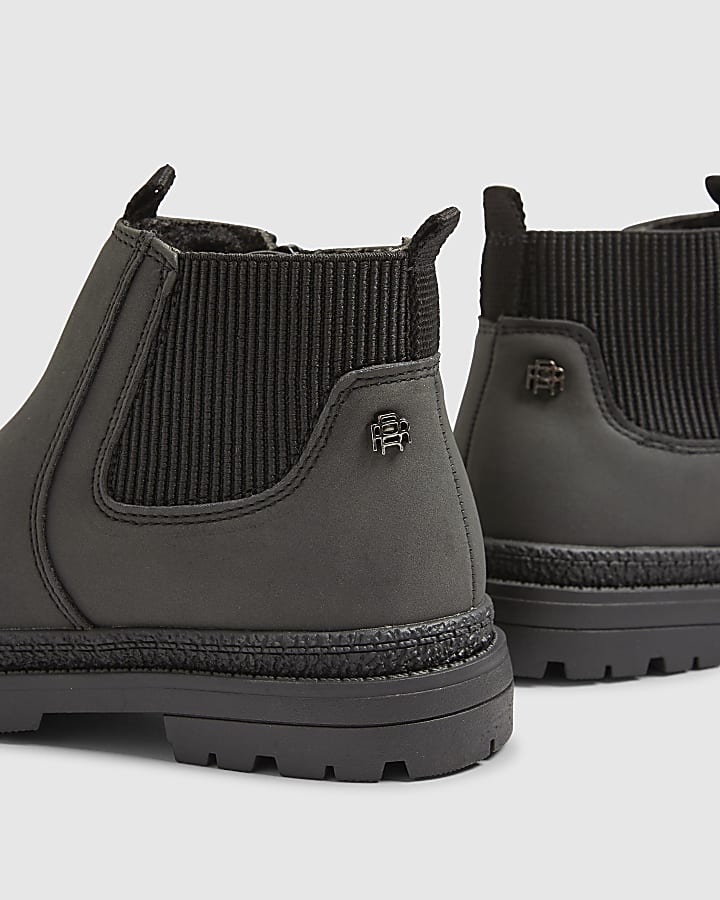 River Island Mini Boys Black Borg Lined Chelsea Boots