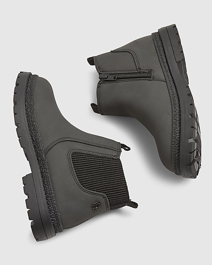 river island Mini Boys Black Borg Lined Chelsea Boots