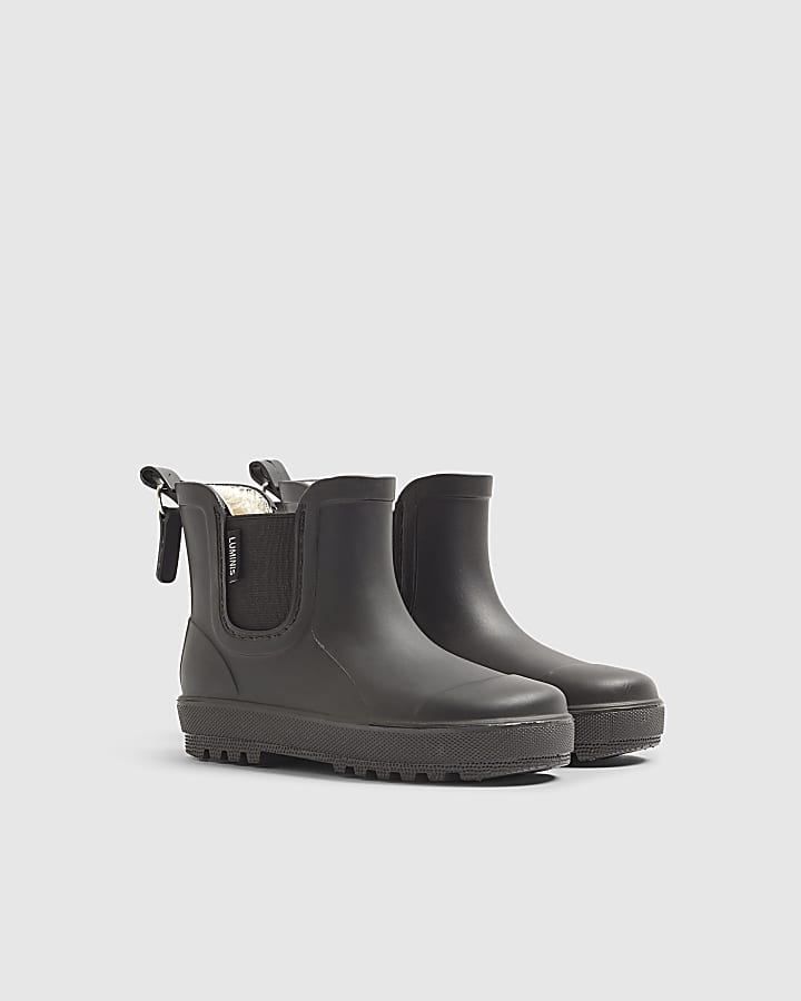 River Island Mini Boys Black Borg Lined Welly Boots