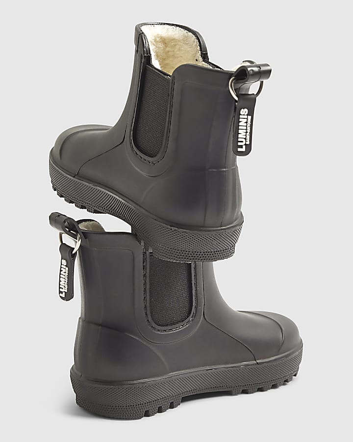 river island Mini Boys Black Borg Lined Welly Boots