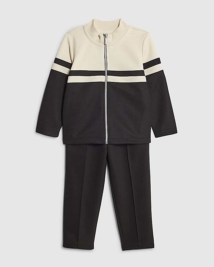 River Island Mini Boys Black Colour Block Sweatshirt Set