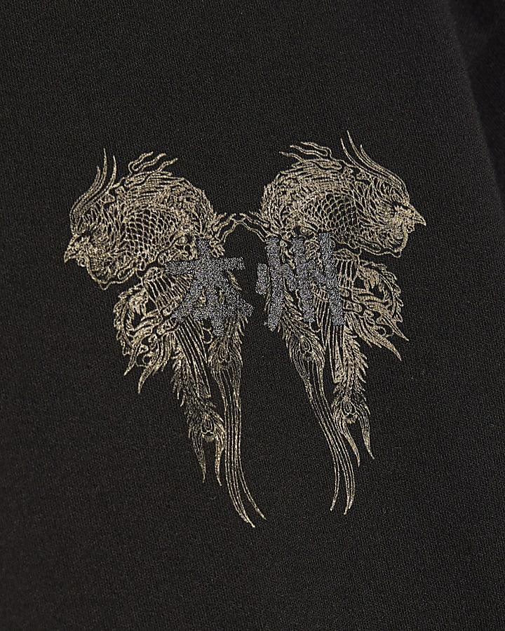 River Island Mini Boys Black Dragon Japanese T-Shirt