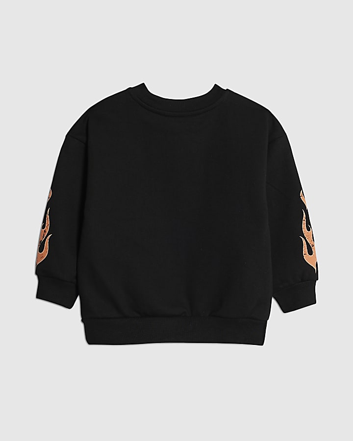 River Island Mini Boys Black Eden State Car Sweatshirt