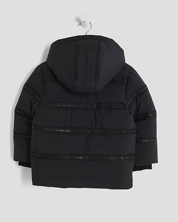 River Island Mini Boys Black Heavyweight Puffer Coat