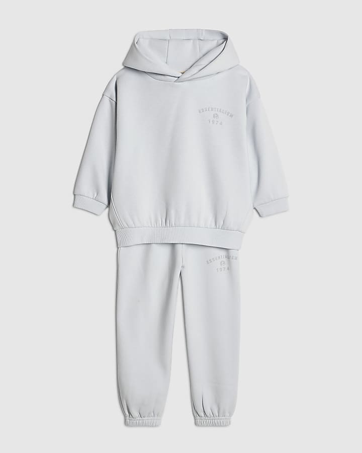 River Island Mini Boys Blue Essentialism Hoodie Set