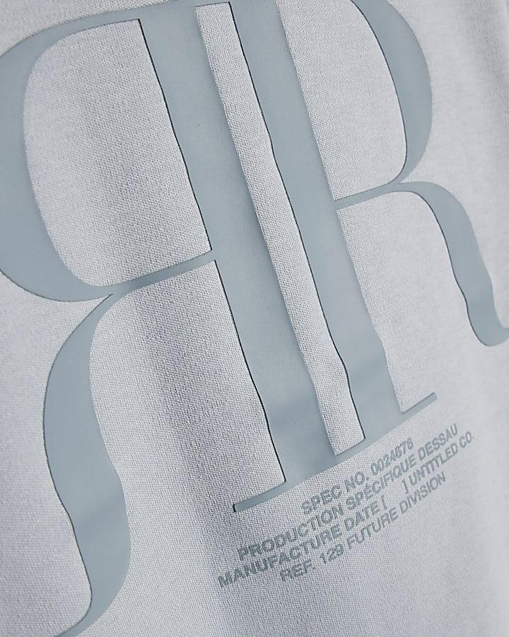 river island Mini Boys Blue RR T-Shirt And Shorts Set