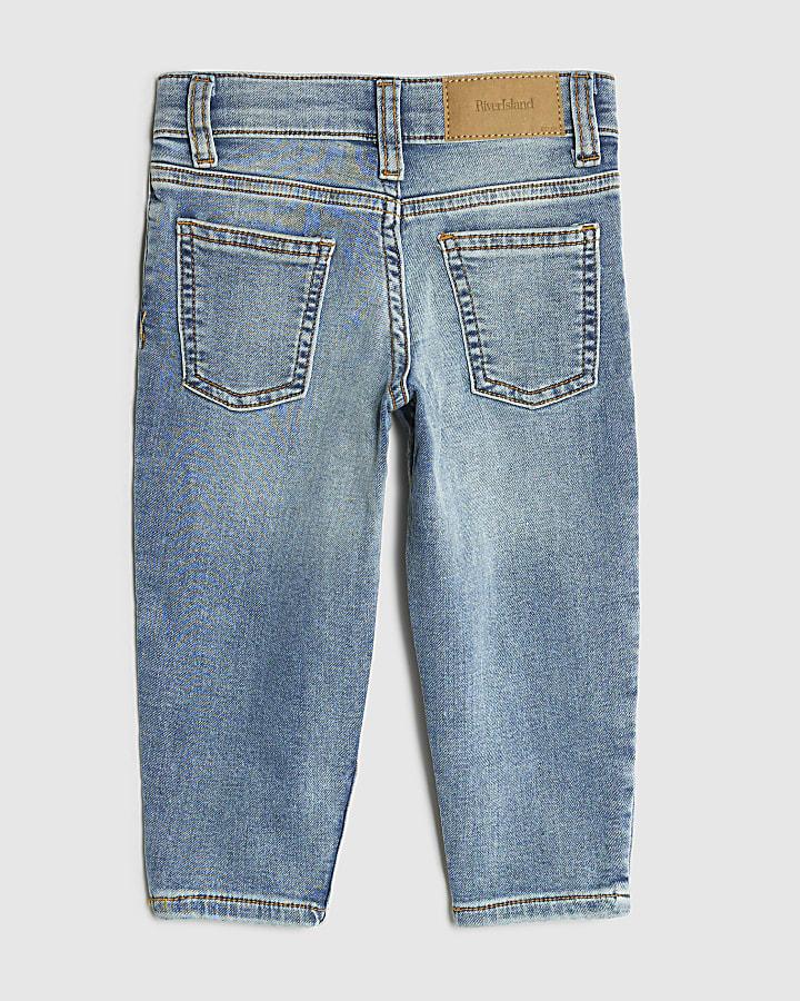 River Island Mini Boys Blue Stretch Tapered Fit Jeans