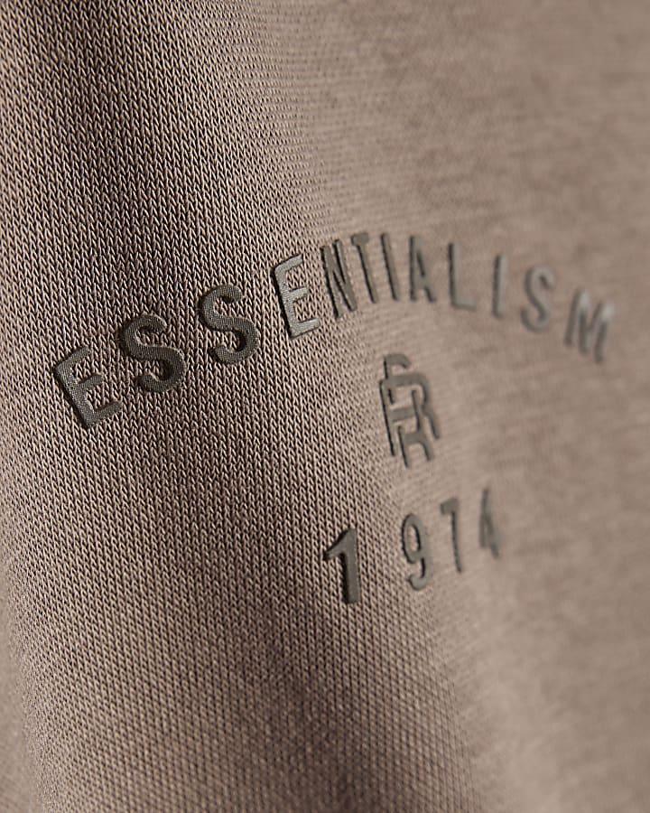 River Island Mini Boys Brown Essentialism Hoodie Set