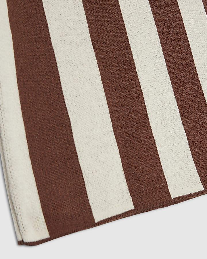 River Island Mini Boys Brown Stripe Football T-Shirt