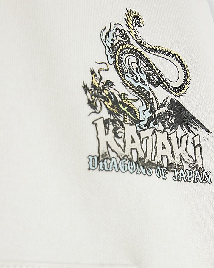 River Island Mini Boys Cream Japanese Back Print Hoodie