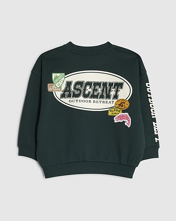 River Island Mini Boys Green Alpine Badge Sweatshirt