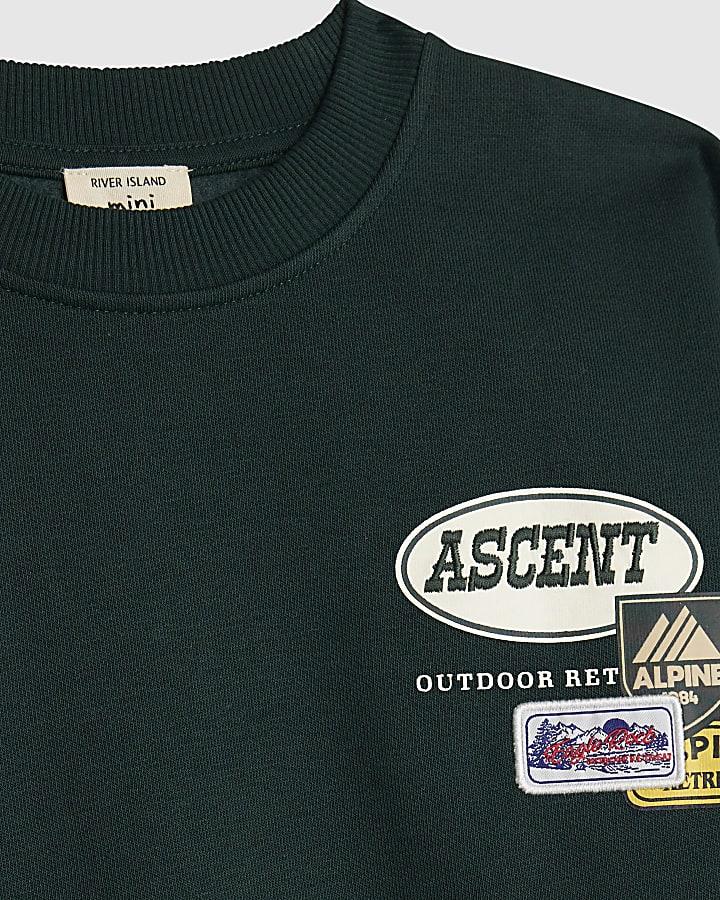 River Island Mini Boys Green Alpine Badge Sweatshirt
