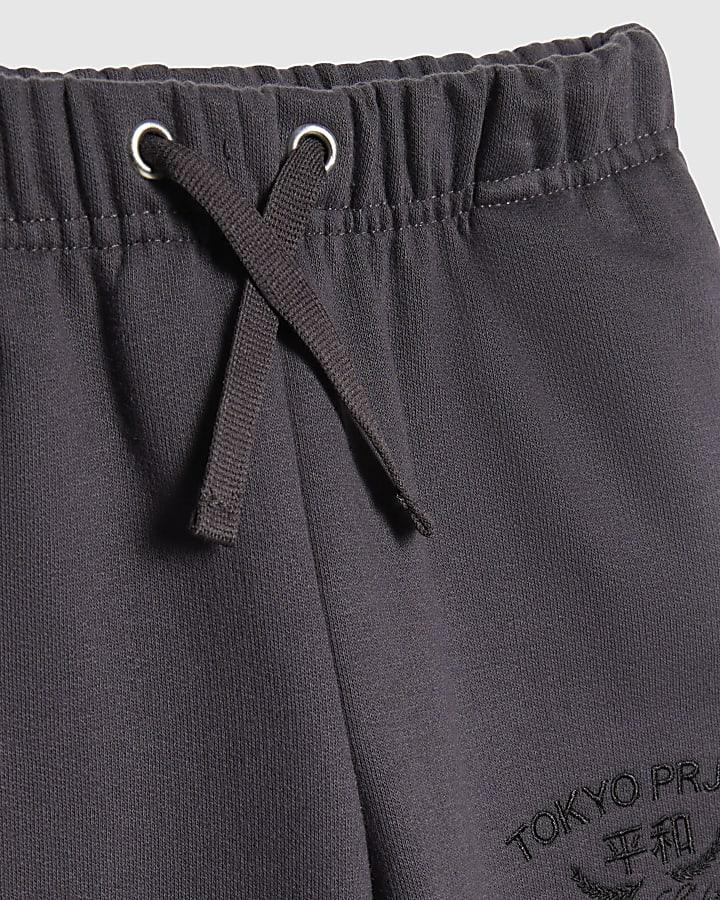 river island Mini Boys Grey Japanese Dragon Hoodie Set