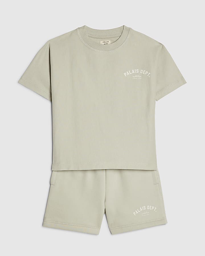 River Island Mini Boys Grey Palais Dept T-Shirt Set