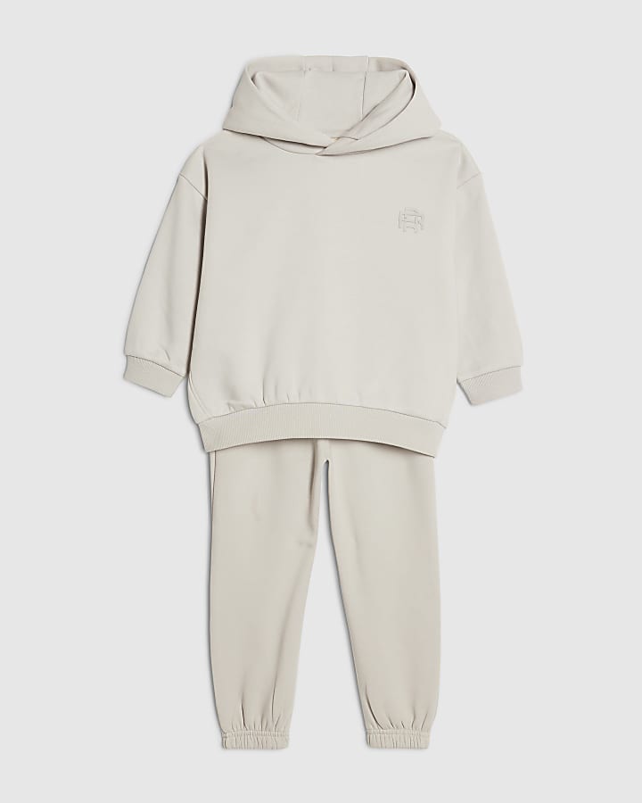 River Island Mini Boys Grey RR Hoodie And Joggers Set