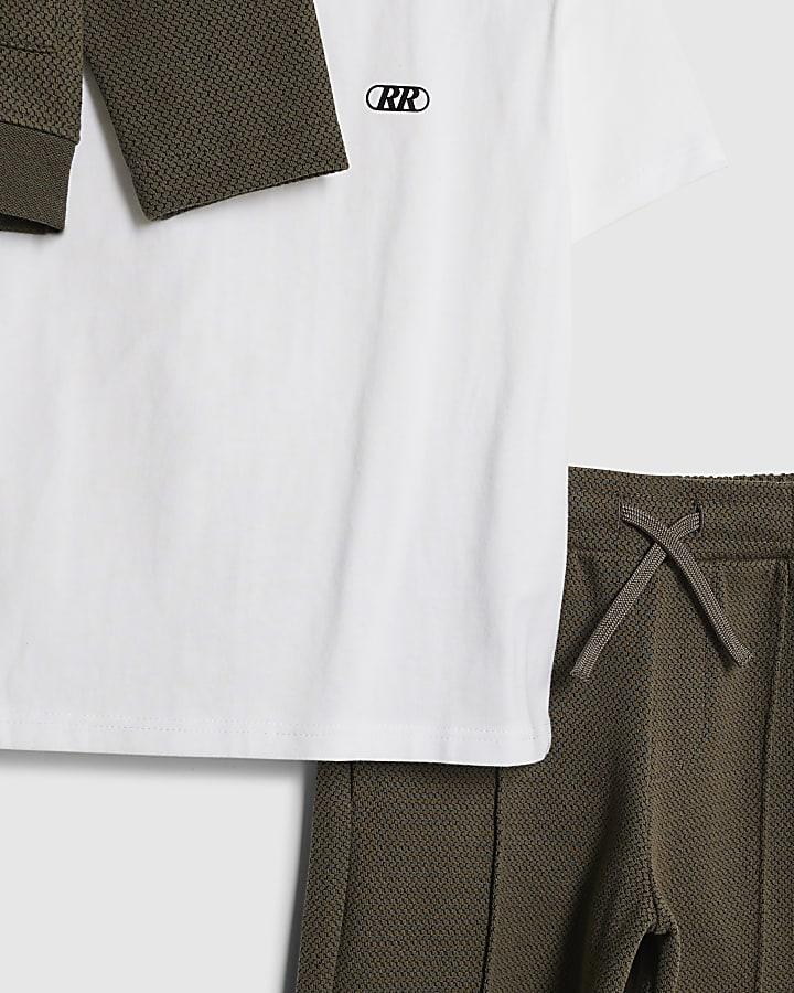 river island Mini Boys Khaki Textured Harrington Set