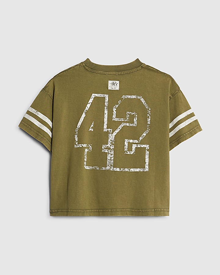 River Island Mini Boys Khaki Washed Saint Valley T-Shirt