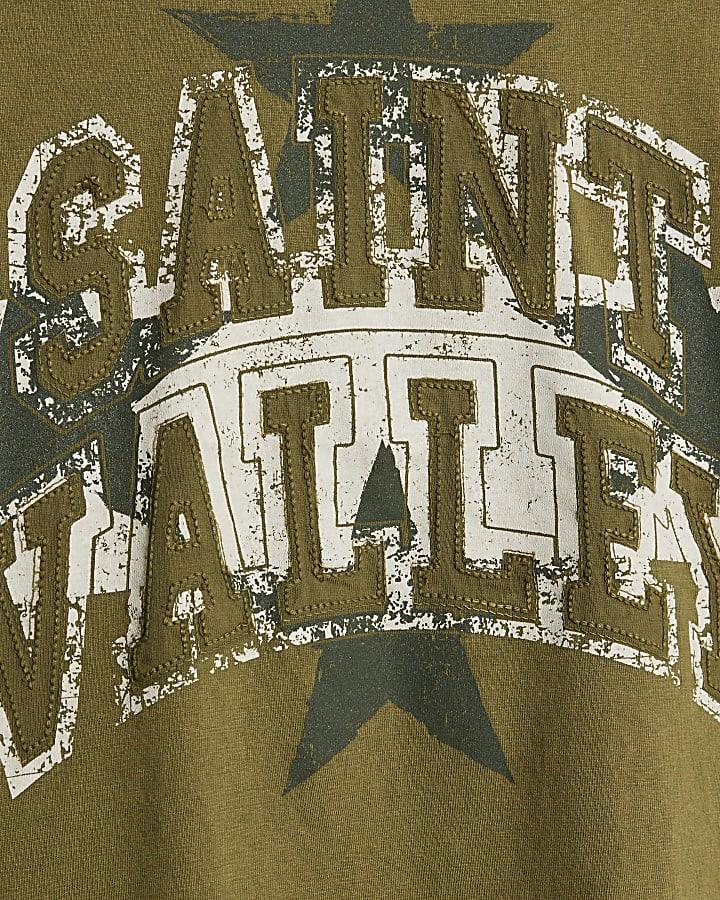River Island Mini Boys Khaki Washed Saint Valley T-Shirt