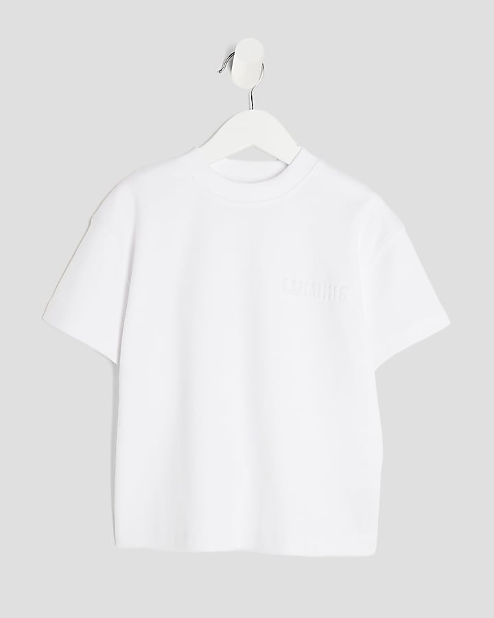 River Island Mini Boys White Luminis Back Print T-Shirt