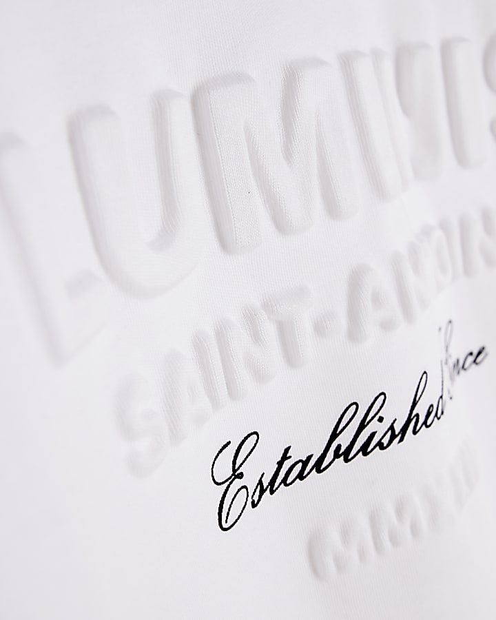 river island Mini Boys White Luminis Back Print T-Shirt