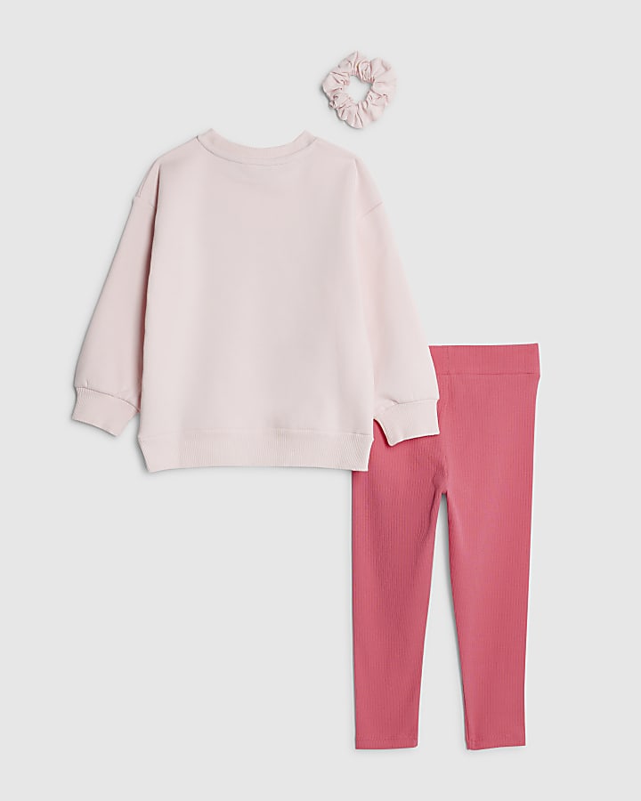 River Island Mini Girl Pink Cute Vibes Sweatshirt Set
