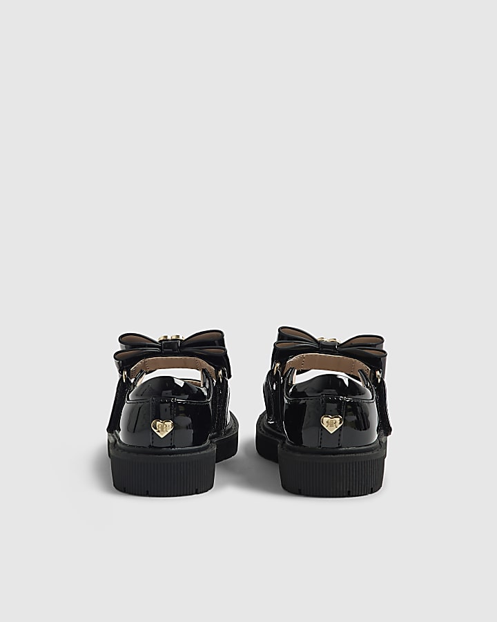 River Island Mini Girls Black Bow Straps Mary Jane Shoes