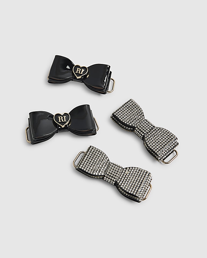 river island Mini Girls Black Bow Straps Mary Jane Shoes