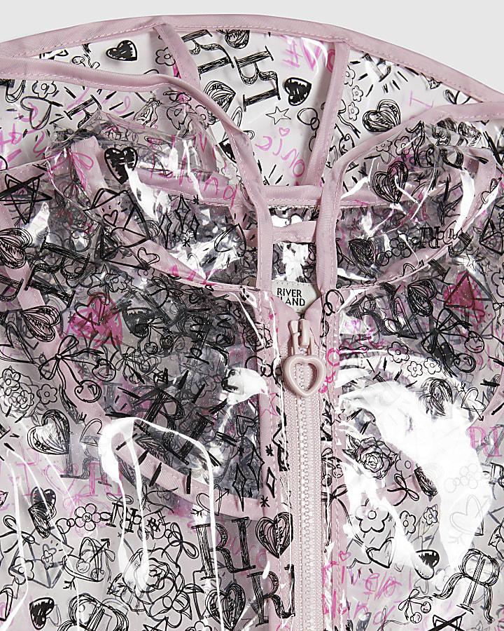 River Island Mini Girls Black Graffiti Print Raincoat
