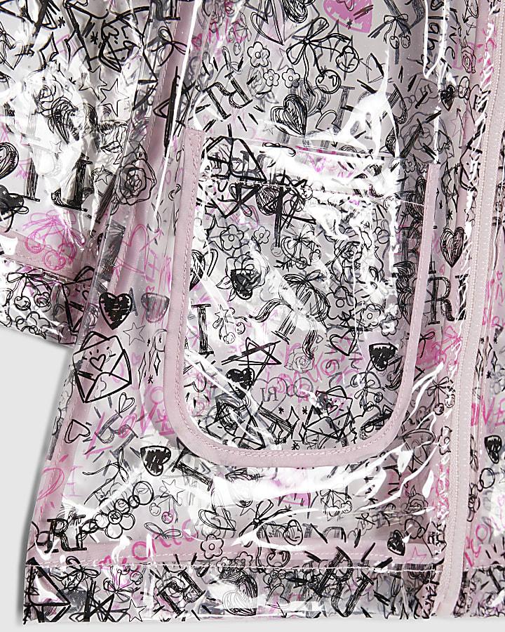 river island Mini Girls Black Graffiti Print Raincoat