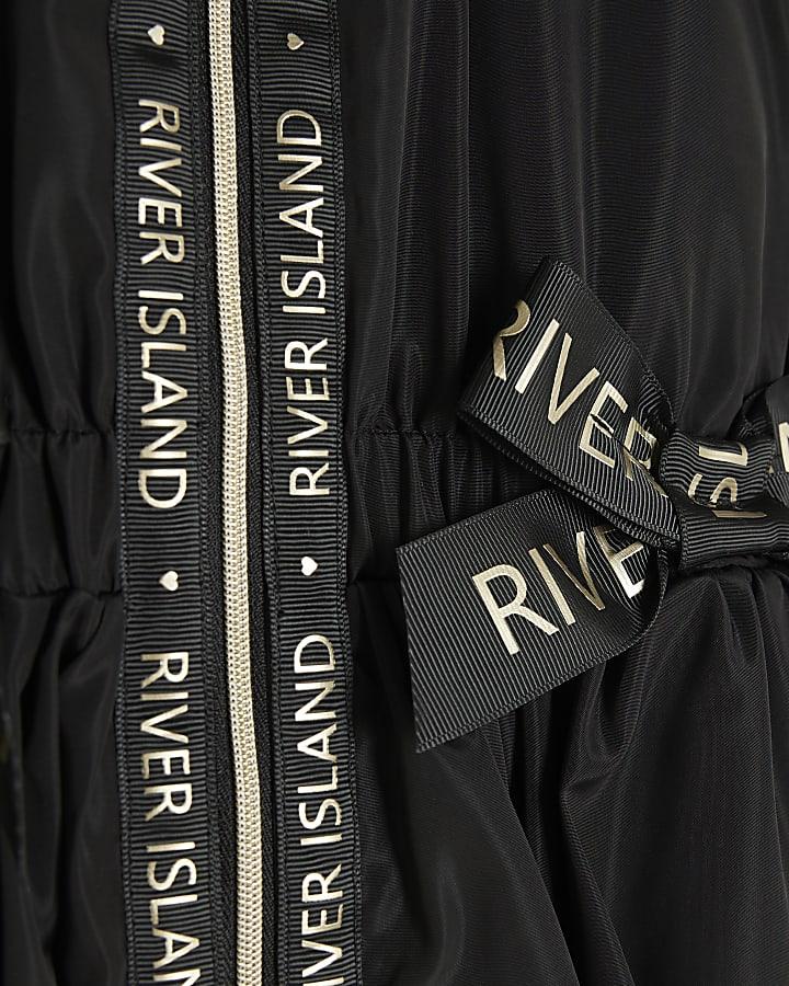 River Island Mini Girls Black Peplum Hooded Raincoat